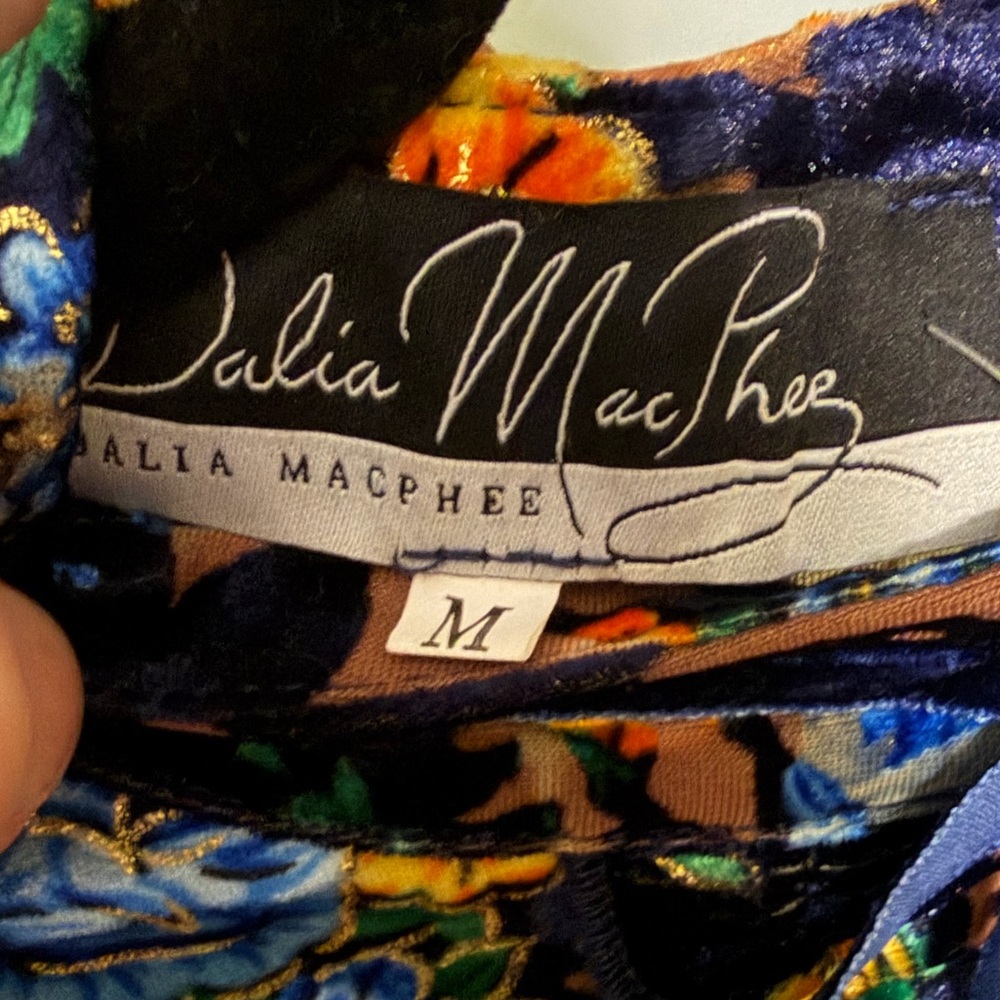 Dalia Macphee Burnout Velvet Floral Tie Neck Dress - Picture 10 of 11